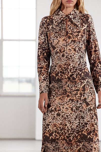 Trendyol Collection Φόρεμα Limited Edition Brown Leopard Midi - Twoaw25el00287