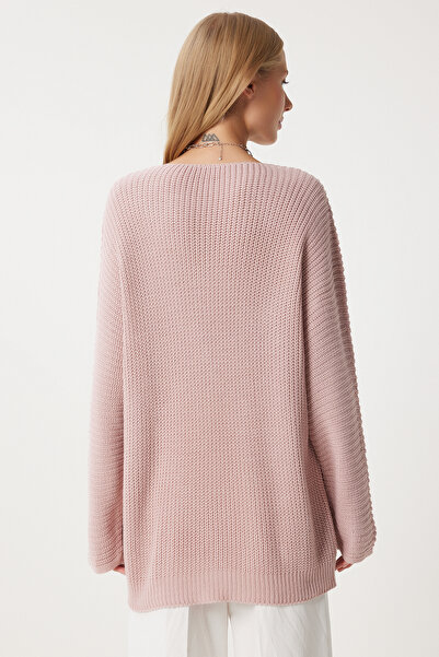 Happiness İstanbul سترة نسائية محبوكة كبيرة الحجم برقبة على شكل حرف V من Thessaloniki ZA00059