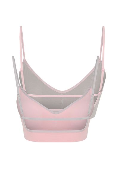 Trendyol Collection 2-Pack Grey-Powder Seamless Knitted Bra - Covered Bustier Without Padding and Underwire Thmaw25Su00003
