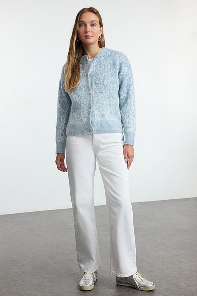 Trendyol Collection Modrý svetr s měkkým vzorem s texturou TWOAW25HI00185