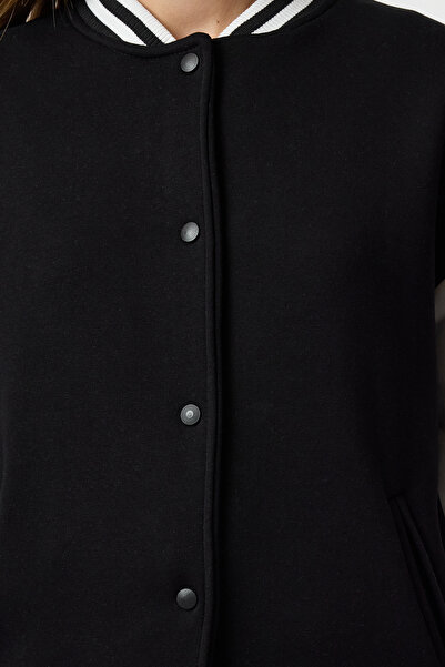 Trendyol Collection Tricotaj Hanorac negru supradimensionat cu bandă - tricotat gros TWOAW25SW00043