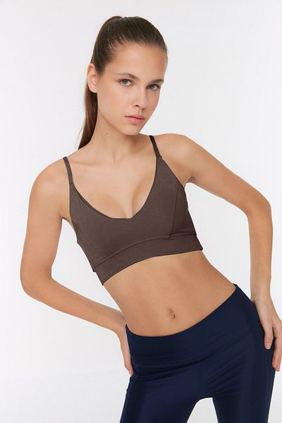 Trendyol Collection Brauner gestrickter Sport-BH mit Stütze und Form – Seilriemen TWOSS22SS0045
