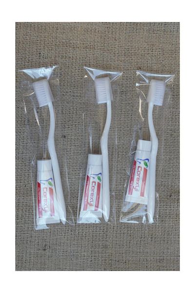 PazarPazartesi 25 Pieces of Toothbrush Set with Lid Hotel Type Toothbrush and 10 gr Toothpaste 2 Pack