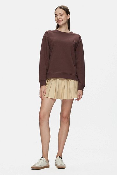 UCLA Sunniva Women's Sweatshirt - Brown Color, Crew Neck, Embroidery Detail, Loose Fit
