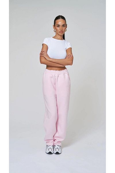 The Champ Clothing Pantaloni de trening roz cu 3 fire cu talie elastică