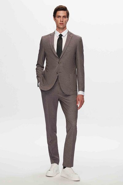 D'S Damat Καφέ κοστούμι Magic Slim Fit