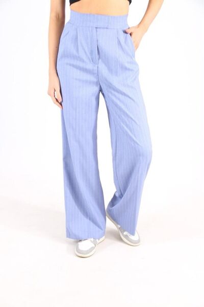 Fovere بنطلون بالازو مخطط من القماش بخصر عالٍ