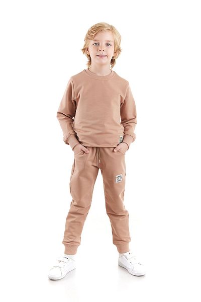 AHENGİM Unisex Σετ φούτερ και παντελόνι από βαμβάκι - Back To School Trend, Σετ 2 τεμαχίων Ak2528