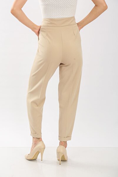 Fovere Παντελόνι καρότο με λεπτομέρεια με πλισέ με ψηλή μέση