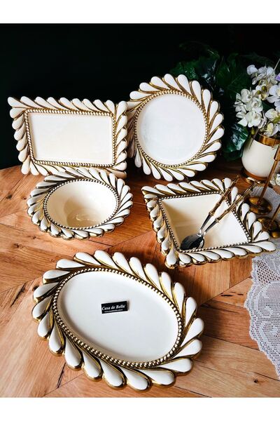 CASA DE BELLA 5 Piece Embossed and Gold Edged Presentation Service Set