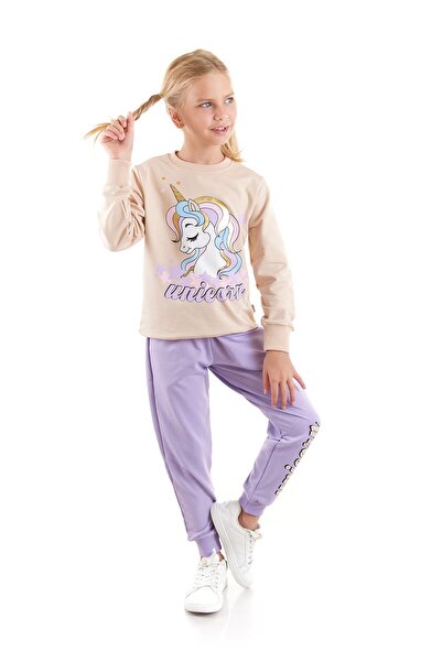AHENGİM Σετ φούτερ και φούτερ για κορίτσια με στάμπα Unicorn - Ak2541