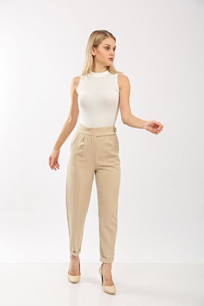 Fovere Παντελόνι καρότο με λεπτομέρεια με πλισέ με ψηλή μέση