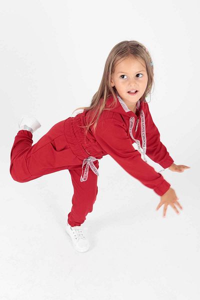 AHENGİM Girl's Trendy Tracksuit Set with Pockets and Hood Ak2234