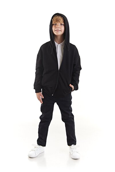 AHENGİM Boys and Girls Hooded Zippered Sweat Ak2243 - Single Sweat