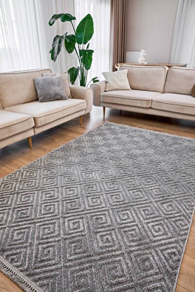 Apex Anemon 6814 Gri, Kabartmalı Iskandinav Tarzı Dekoratif Halı, Yolluk