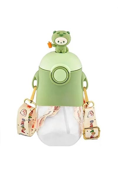 Bonjour 500 ml Children's Water Bottle with Carrying Strap and Straw - Figured Water Bottle School