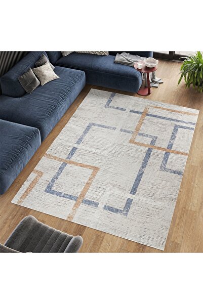 RENKLİBUTİK 12 M2 Non-Slip Washable Carpet Cover - Modern Patterns, Velvet Te...