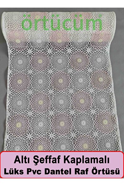 Örtücüm Lüks Pvc Dantel Deliksiz Dolap İçi Raf Örtüsü Beyaz Dantelli Buzdolab...