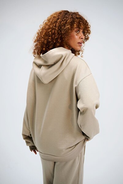 gothamvibes Дамски суитшърт с качулка от норка, вечен в голям размер