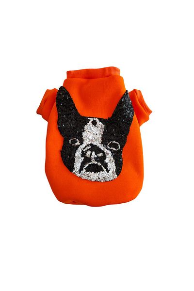 atelyu Cat Dog Suit Fleece Orange Dog Applique Sweatshirt