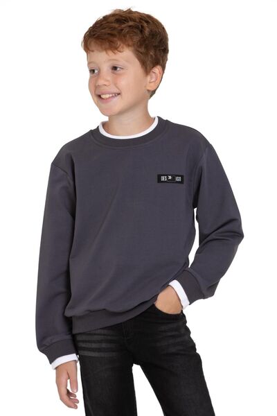 zepkids Boy's Smoked Sweatshirt - Garnished Collar and Sleeves