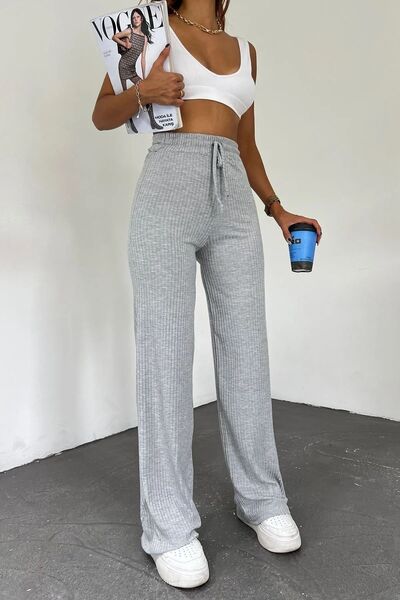 Hera Moda Női szürke Palazzo bordás széles szárú Camisole melegítőnadrág