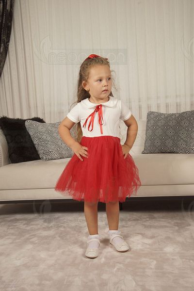 neocotton Rochie cu mânecă scurtă pentru fetiță, căptușită cu tul pentru bebeluși