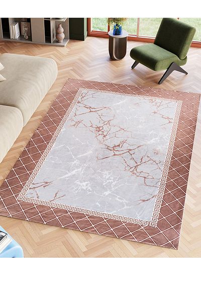 RENKLİBUTİK 12 M2 Non-Slip Washable Carpet Cover - Modern Patterns, Velvet Texture, Elastic and Sponge