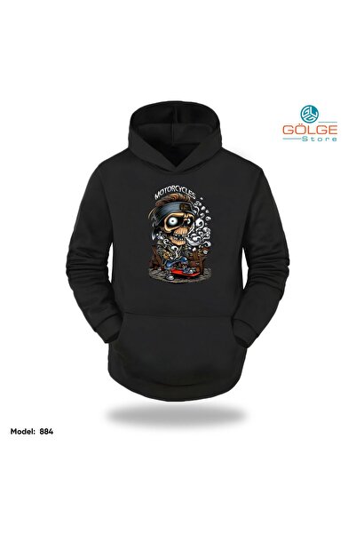 Gölge Store MoTorCycLeS majica sa kapuljačom, široki kroj, unisex, sa printom...