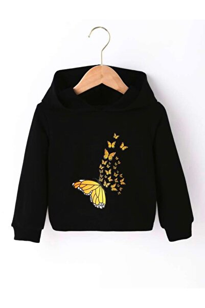 coolart Βαμβακερό φούτερ για κορίτσια και αγόρια - Μαύρο με στάμπα, τσέπες κα...