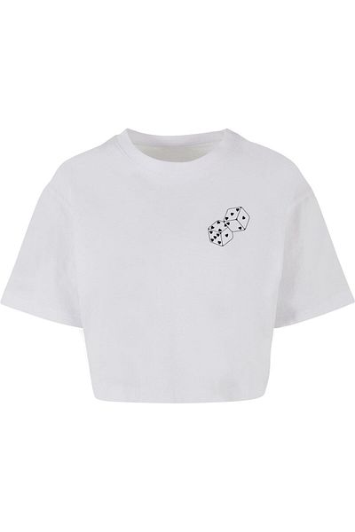 Merchcode Ladies Hugs & Love - Kurzes Oversized-T-Shirt mit Herz-Würfeln