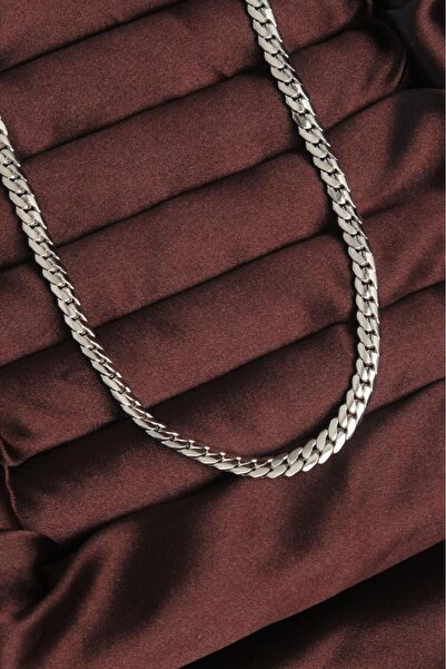 Neiçin Silver Flat Knit Chain Necklace for Delicate Neck