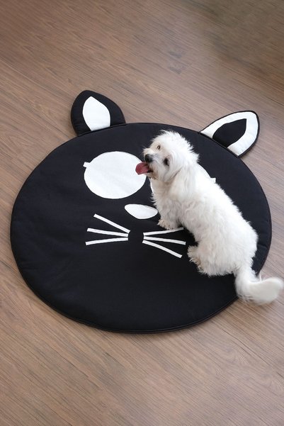 LITTLE DEDI Noirnest Gotik Tarzda Çift Taraflı Oyun Minderi, Pamuk Yüzeyli Yer Minderi, Tavşan, Panda Ve Kedi Şe