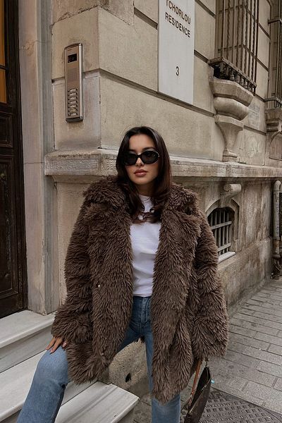 Eyyo Модел Ate2791 Кафяво плюшено яке