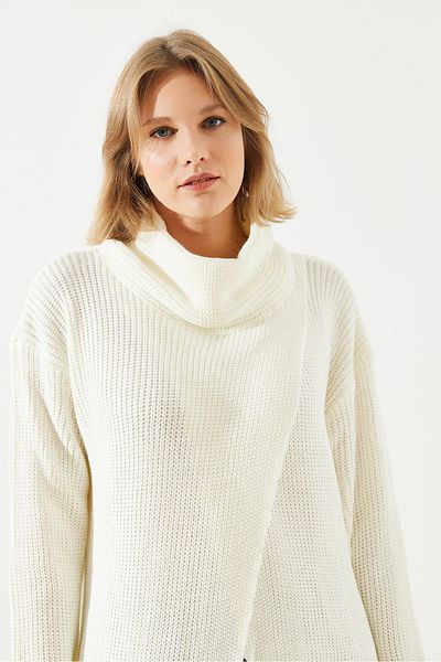 Bianco Lucci Lässiges, langes Poncho-Kleid mit Schlitz für Damen 60651007