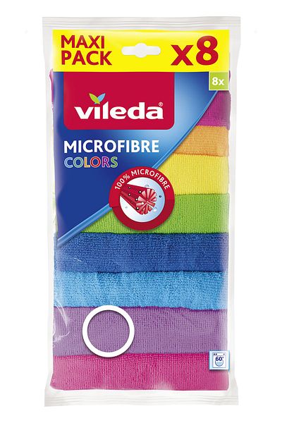 Vileda Microfiber Cleaning Cloth Colors 8 Pack