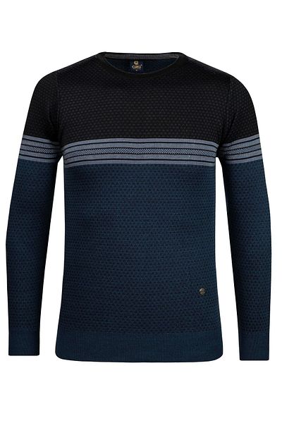 Çizgi Triko Pulover pentru bărbați din tricotaje cu dungi - decolteu, mânecă cu imprimeu, talie elastică, tricot din oțel - Fit Regular 5009C