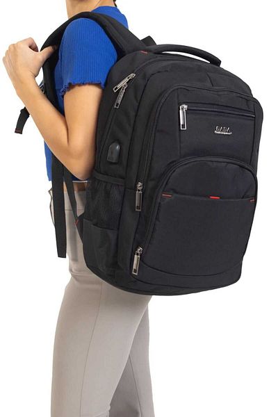 Case Club Rucsac pentru laptop din material textil rezistent la apă, cu suport pentru spate cu absorbție a șocurilor de 15,6-17 inchi