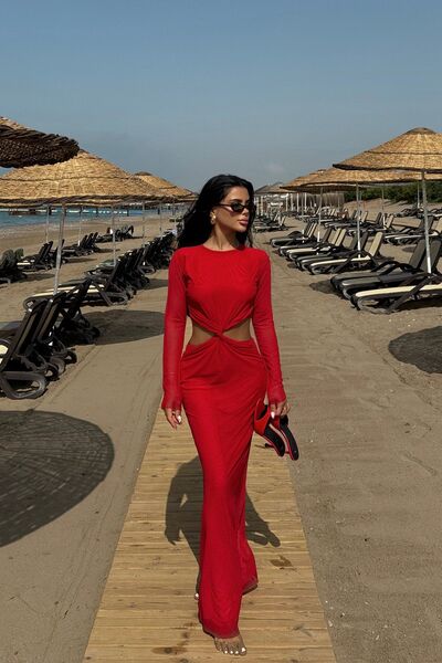 Eyyo Amber Red Long Dress - Ate-1085