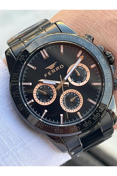 FERRO 30 Mt Waterproof Men's Wristwatch - Steel Cord, Functions with Calendar, Efm11468-Xg