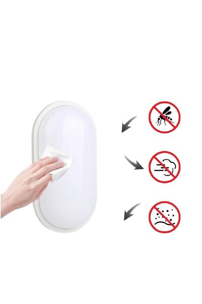 SeKaTech Aydos 15w Oval Beyaz Led Nem Su Geçirmez Banyo Bahçe Balkon Modern Tavan Lambası Beyaz Işık Ip65