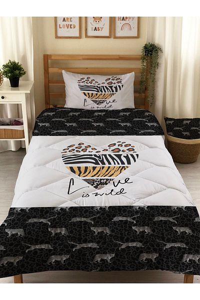 Evmila Double Sided Patterned Quilted Quilt - Single Sleeping Set - Sheetless