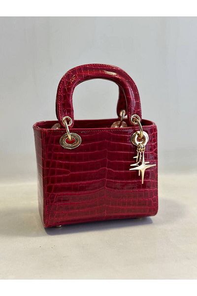 HFKY Patent Leather Snake Patterned Women's Bag with Gold Accessories - Chain Ry323