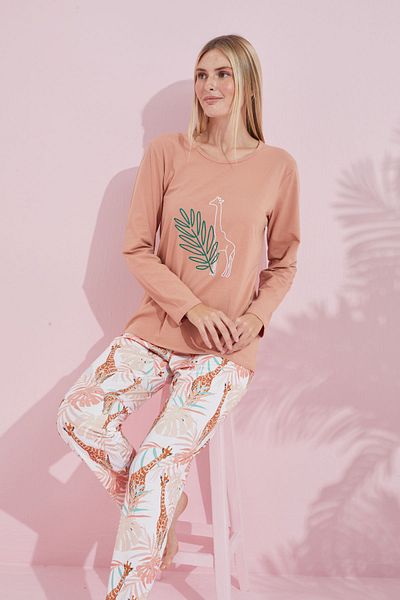 Siyah İnci Powder Multicolor Cotton Knitted Pajama Set 24240189