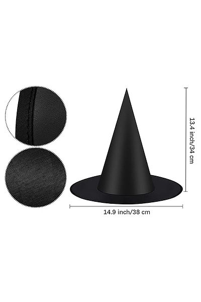 Parti dolabı Halloween Black Witch Hat - Κοστούμια για παιδιά και ενήλικες, αξεσουάρ 38x34