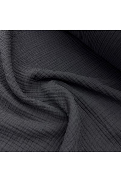 GİNETEKS Anthracite Double 4-Layer Muslin Bed with Pillows Set - 220*240 50*70 2 Pieces
