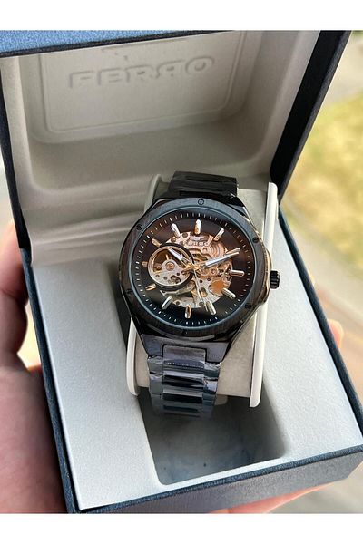 FERRO 3 Atm Waterproof Automatic Mechanism Men's Wristwatch - 2 Years Warranty, Steel Band Efm.31443-G