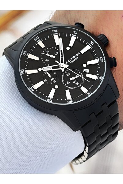 Lee Cooper ساعة يد رجالية مقاومة للماء بسلك فولاذي 5 ATM - وظائف نشطة