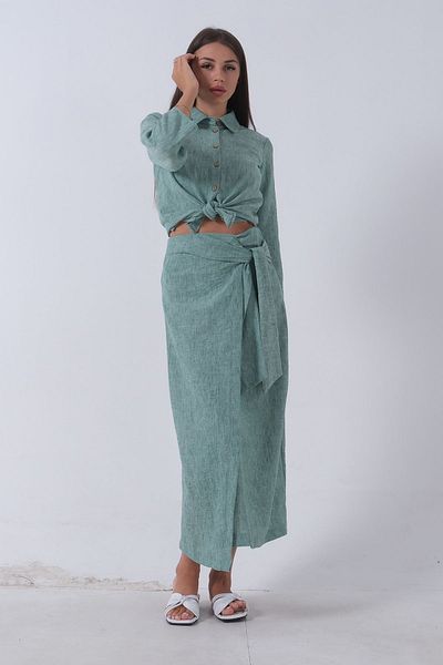 Feminist Green Shirt Set - Skirt Tied 46310011