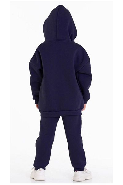 Toçka Fleece Soft Embroidered Oversize Tracksuit Set - Thick Hooded Soliday